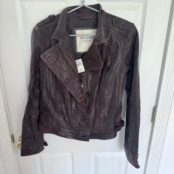 Abercrombie & Fitch Jackets & Blazers - BNWT Y2K Abercrombie & Fitch Mia Leather Jacket Brown Genuine Leather Sz L